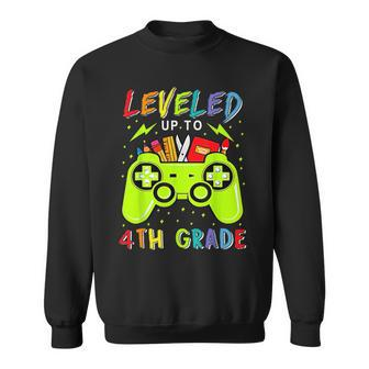 Leveled Up To 4Th Grade Gamer Back To School First Day Boys Sweatshirt | Mazezy