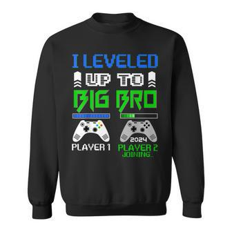 Leveled Up To Big Brother 2024 Cute Im Going To Be A Big Bro Funny Gifts For Brothers Sweatshirt | Mazezy
