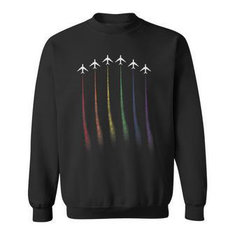 Lgbtq Air Force Flyover - Lgbt Gay Airplane Pilot Sweatshirt | Mazezy CA