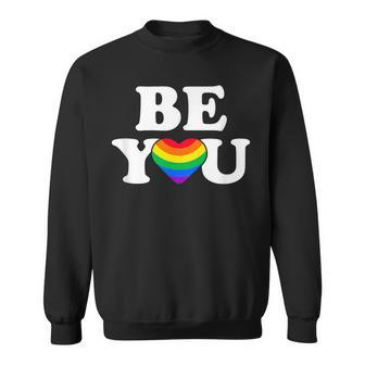 Lgbtq Be You Gay Pride Lgbt Ally Flag Retro Vintage Sweatshirt | Mazezy
