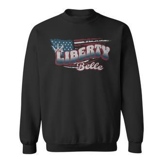 Liberty Belle July 4 American Usa Flag Crown Cute Patriotic Patriotic Funny Gifts Sweatshirt | Mazezy