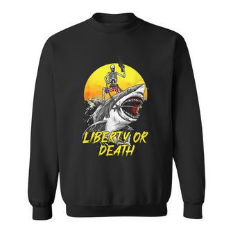 Liberty Or Death Vintage Skeleton Shark Patriotic Proud Sweatshirt - Seseable