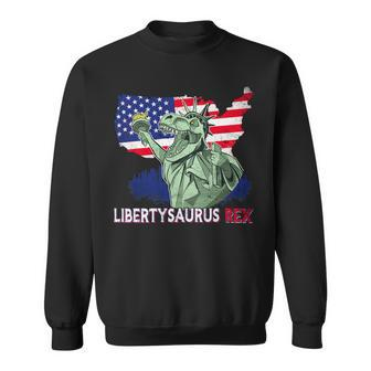 Libertysaurus T Rex American Flag Independence Day Merica Sweatshirt - Monsterry