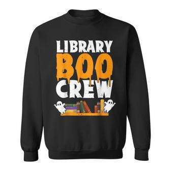 Library Boo Crew Ghost Retro Halloween Costume Book Lover Sweatshirt | Mazezy