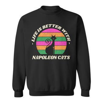 Life Is Better With Napoleon Cats Minuet Cat Humor Sweatshirt | Mazezy