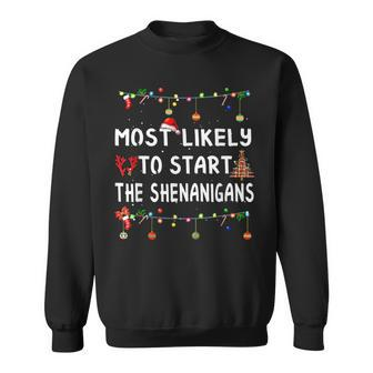 Most Likely To Christmas Matching Family Pajamas Sweatshirt - Seseable