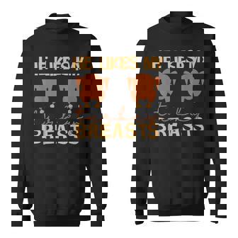 He Likes My Turkey Breasts Couple Matching Thanksgiving Sweatshirt | Mazezy