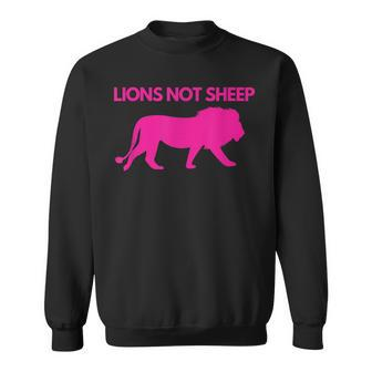 Lions Not Sheep Pink Distressed Lion Graphic Sweatshirt | Mazezy