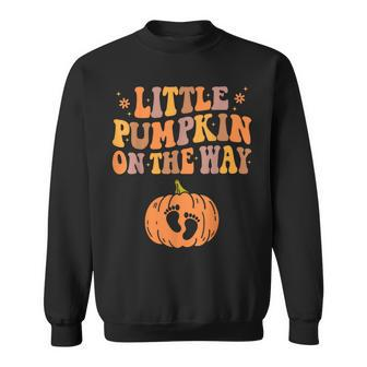 Little Pumpkin On The Way Pregnancy Announcement Halloween Sweatshirt - Monsterry AU