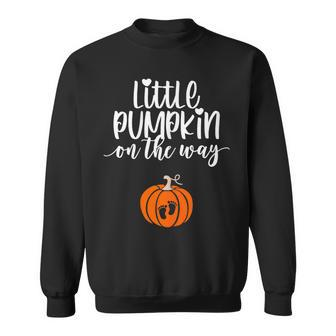 Little Pumpkin On The Way Pregnancy Announcement Pregnant Sweatshirt - Monsterry