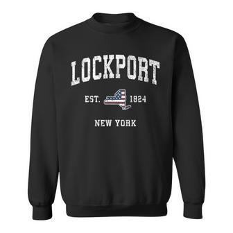 Lockport New York Ny Vintage American Flag Sports Sweatshirt | Mazezy