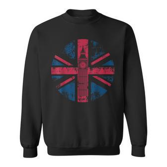 London Big Ben Union Jack Vintage Uk Flag British Sweatshirt | Mazezy