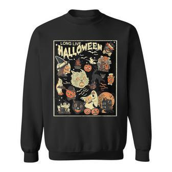 Long Live Halloween Pumpkin Cat Witch Sweatshirt - Monsterry AU