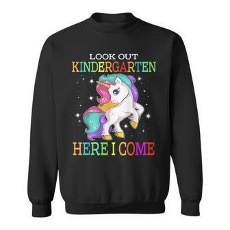 Look Out Kindergarten Here I Come Unicorn Back To School Sweatshirt - Thegiftio UK