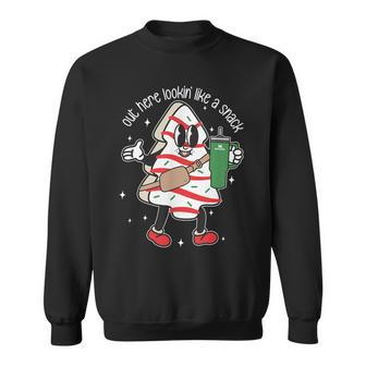 Out Here Looking Like A Snack Cute Boo Jee Xmas Trees Cakes Sweatshirt - Seseable
