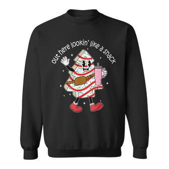 Out Here Looking Like A Snack Cute Boo Jee Xmas Trees Cakes Sweatshirt - Thegiftio UK