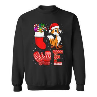 Love Christmas Word Red Fox Santa Hat Xmas Season Sock Sweatshirt | Mazezy