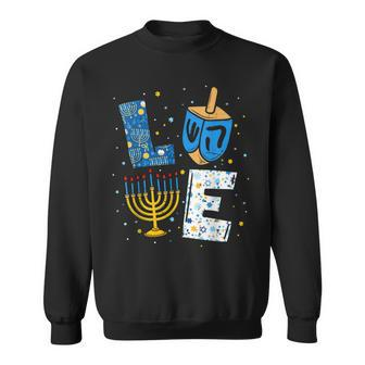 Love Cute Hanukkah Decorations Dreidel Menorah Chanukah Sweatshirt - Seseable