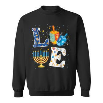 Love Cute Hanukkah Decorations Dreidel Menorah Chanukah Sweatshirt | Mazezy
