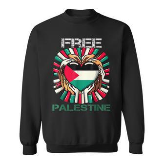 I Love Free Palestine Flag Save Gaza Strip Palestinian Sweatshirt | Mazezy