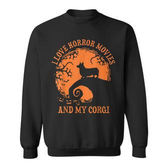 I Love Horror Movie And My Corgi Halloween Corgi Halloween Sweatshirt | Mazezy