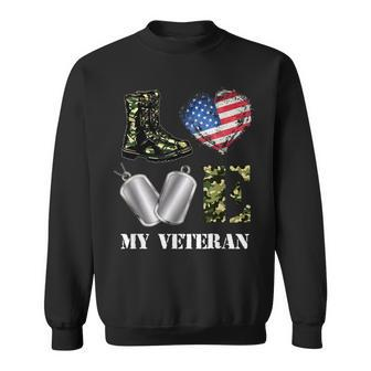 Love My Veteran Army Boots Camo Military Sweatshirt | Mazezy