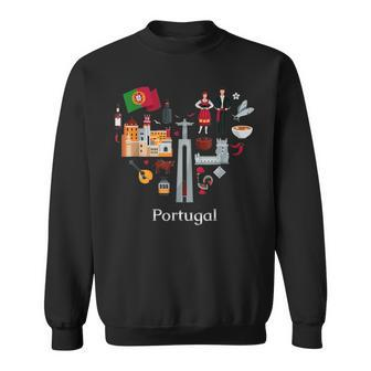 I Love Portugal Lisbon Map Iconic Traditional Souvenir Sweatshirt | Mazezy