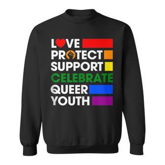 Love Protect Support Celebrate Queer Youth Lgbtq Gay Ally Sweatshirt | Mazezy