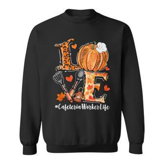 Love Pumpkin Fall Cafeteria Worker Life Pumpkin Leopard Sweatshirt - Thegiftio UK
