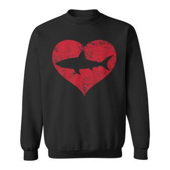 I Love Sharks Cute Shark Heart Valentines Day Sweatshirt | Mazezy