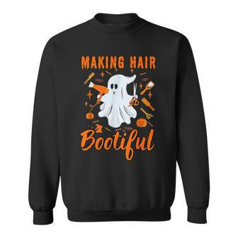Making Hair Bootiful Scary Ghost Hairdresser Halloween Sweatshirt - Seseable