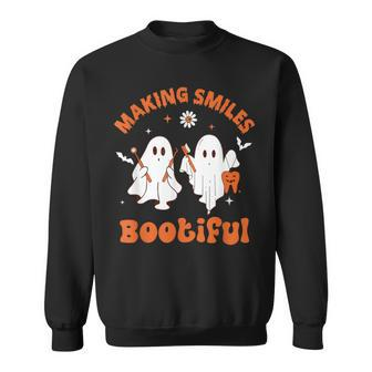 Making Smiles Bootiful Ghost Dentist Halloween Dental Sweatshirt - Seseable