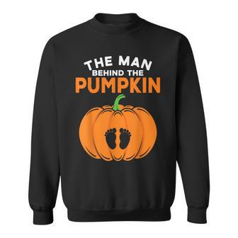 The Man Behind The Pumpkin Dad Halloween Pregnancy Reveal Sweatshirt - Thegiftio UK