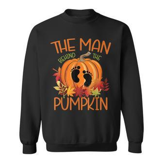 The Man Behind The Pumpkin Halloween Pregnancy Halloween Pregnancy Sweatshirt | Mazezy