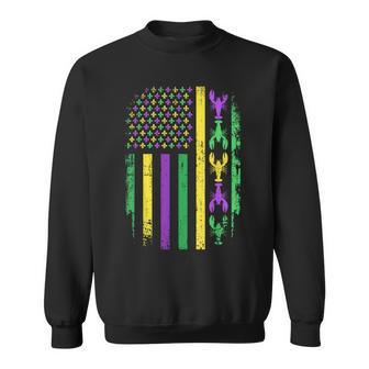 Mardi Gras Us American Flag With Crawfish New Orleans Sweatshirt - Monsterry DE
