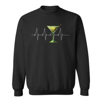 Martini Heartbeat T Cocktail Glass Happy Hour Sweatshirt | Mazezy