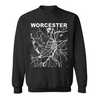 Massachusetts Souvenir Worcester City Street Map Sweatshirt | Mazezy