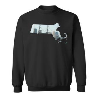 Massachusetts State Outline Uss Constitution Photo Design Sweatshirt - Thegiftio UK