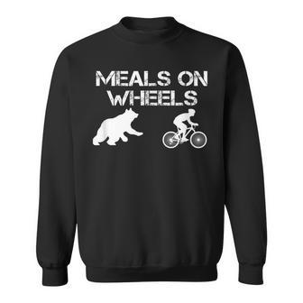 Meals On Wheels Bear Chasing Biking Bicycle Sweatshirt | Mazezy