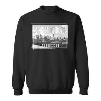 Memphis Tennessee Skyline Pride Vintage Black & White Sweatshirt | Mazezy