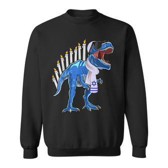 Menorasaurus Rex T Rex Dinosaur Hanukkah For Boys Sweatshirt | Mazezy