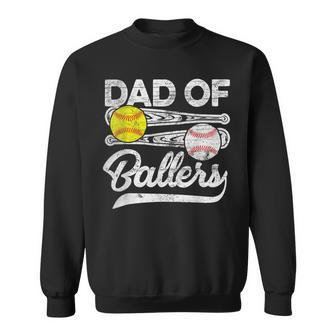 Mens Dad Of Ballers Fathers Day Gifts Baseball Softball Dad Coach Sweatshirt | Mazezy