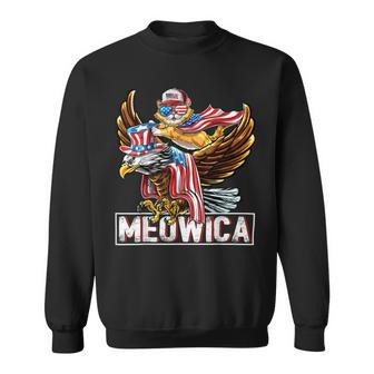 Meowica Cat Bald Eagle 4Th Of July Patriotic American Flag Sweatshirt - Monsterry CA