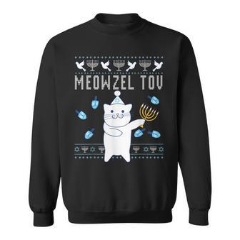 Meowzel Tov Jewish Christmas Cat Ugly Hanukkah Sweatshirt - Monsterry
