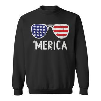 Merica American Flag Sunglasses Patriotic 4Th Of July Sweatshirt | Mazezy