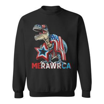 Merica Dinosaur 4Th Of July Rawr American Flag Boys Kids Usa Sweatshirt | Mazezy