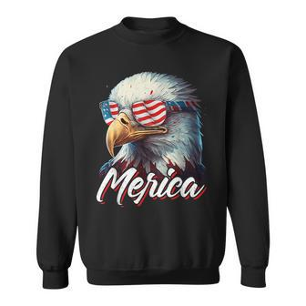 Merica Patriotic American Bald Eagle Funny 4Th Of July Sweatshirt | Mazezy