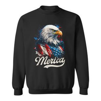 Merica Patriotic Eagle Freedom 4Th Of July Usa American Flag Sweatshirt | Mazezy AU