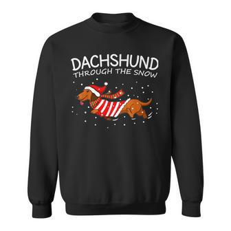 Merry Christmas Dachshund Dog Through The Snow Sweatshirt - Thegiftio UK