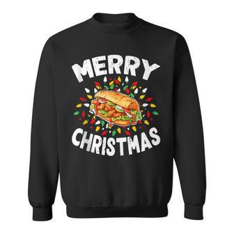 Merry Christmas Sweaters Food Lover Shrimp Po' Boy Xmas Sweatshirt | Mazezy